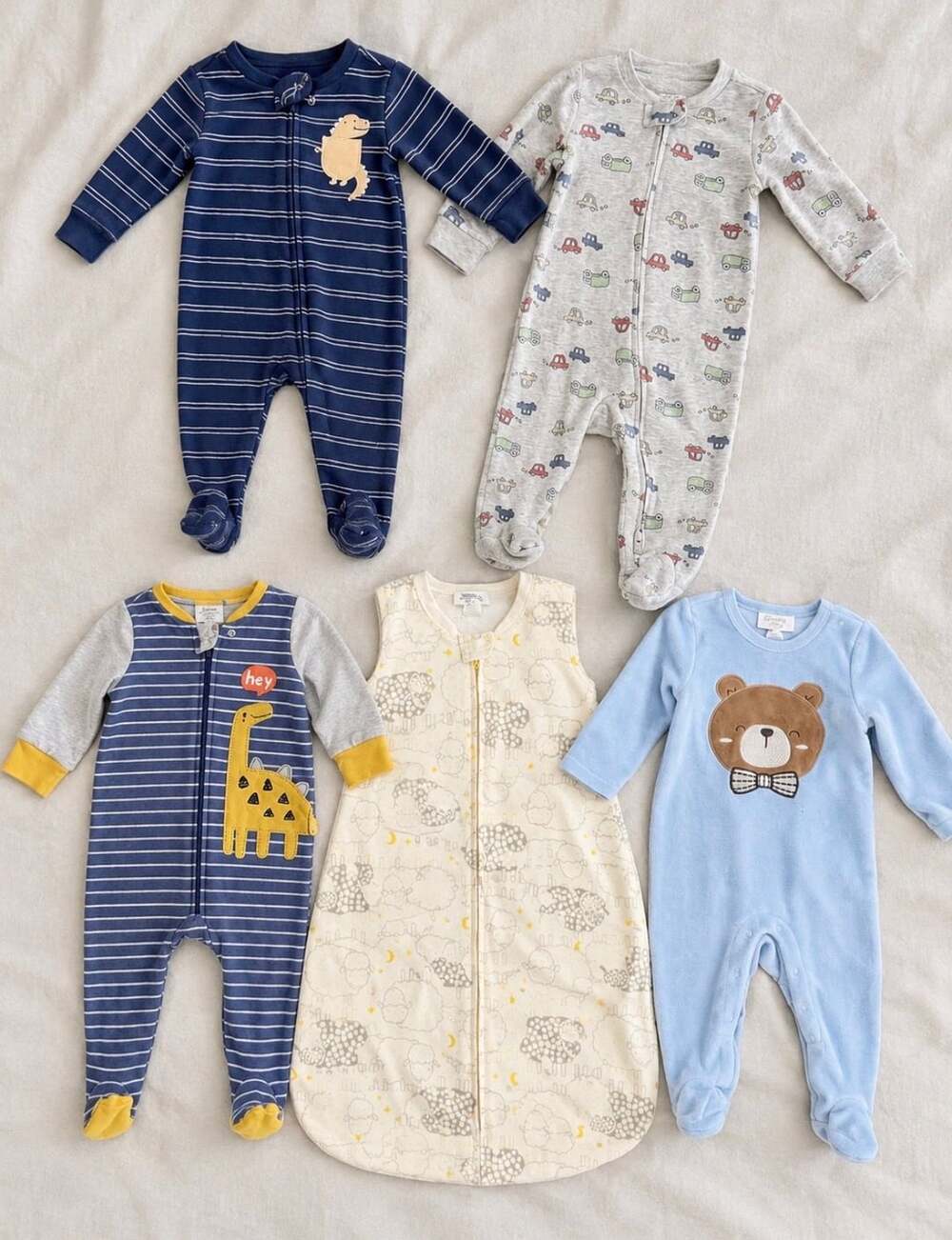 3-6 months baby boy sleepwear bundle. Carters, Gerber, and Sterling Baby